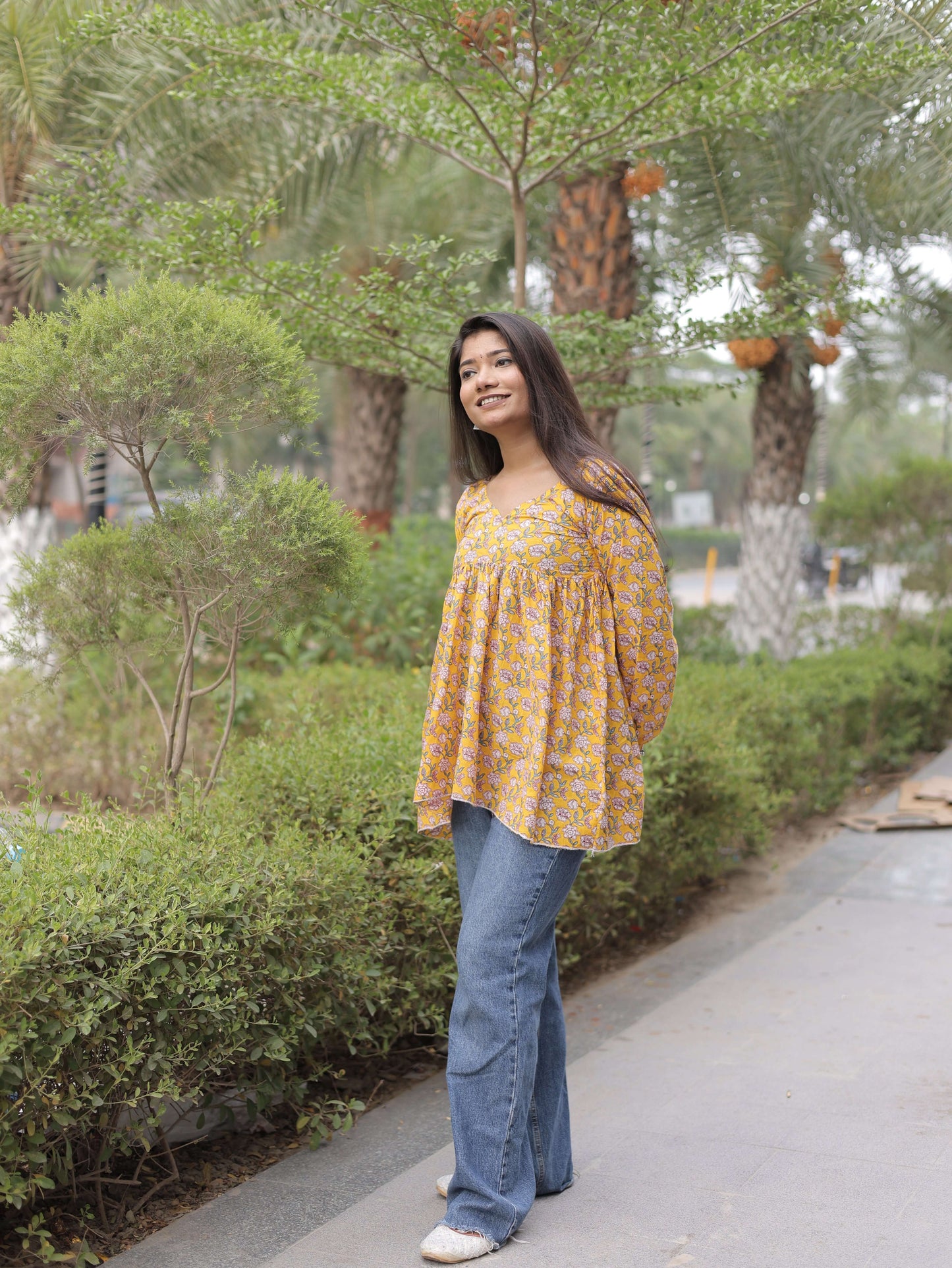 Saryana Kashika Mustard Bloom Top