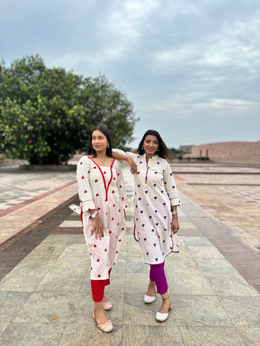 Twin Heart Kurti Set