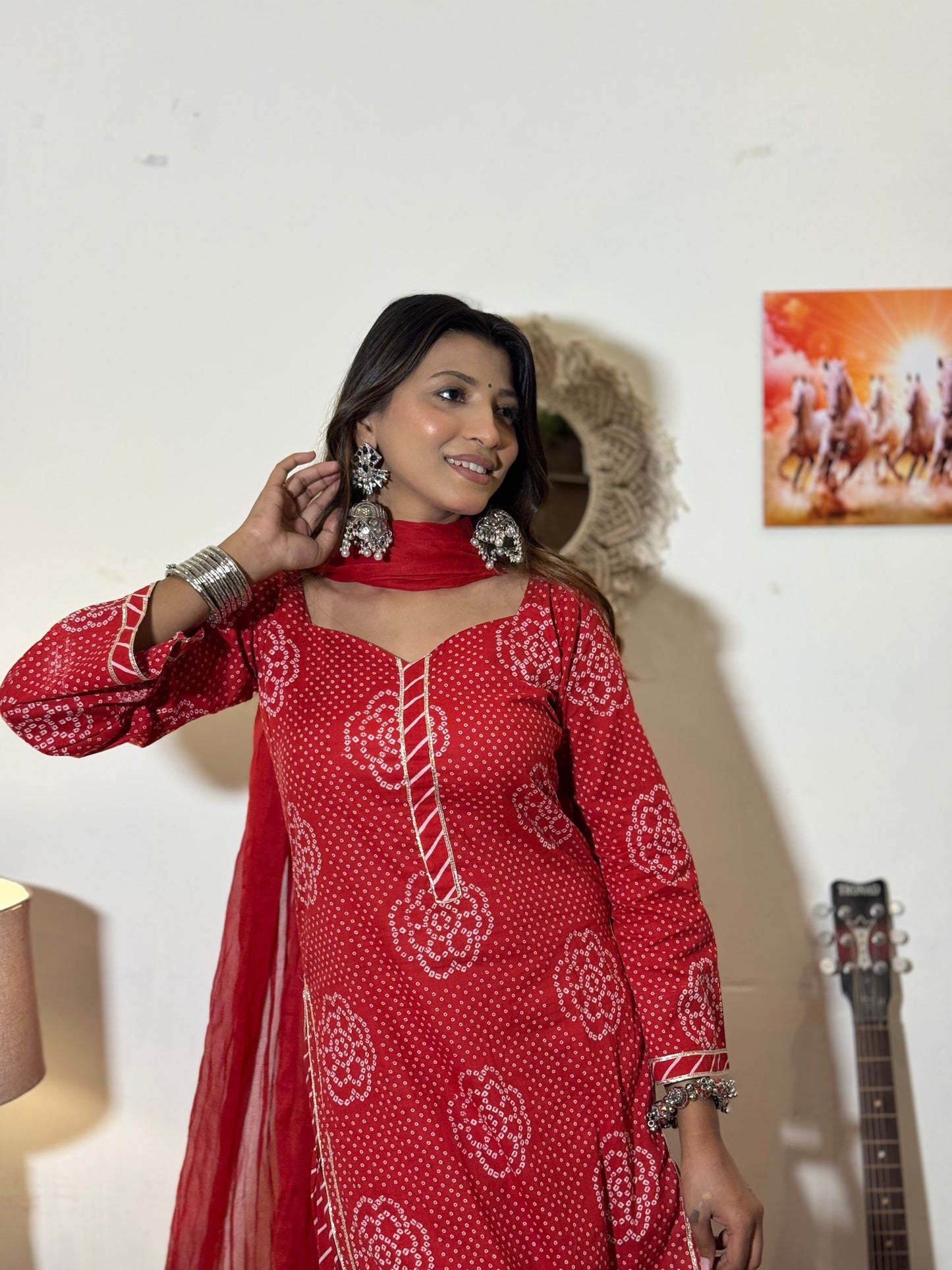 Laal Noor – Festive Red Bandhani Set by Saryana