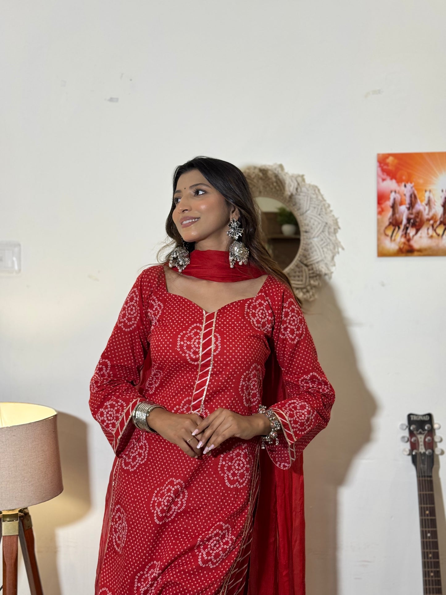 Laal Noor – Festive Red Bandhani Set by Saryana