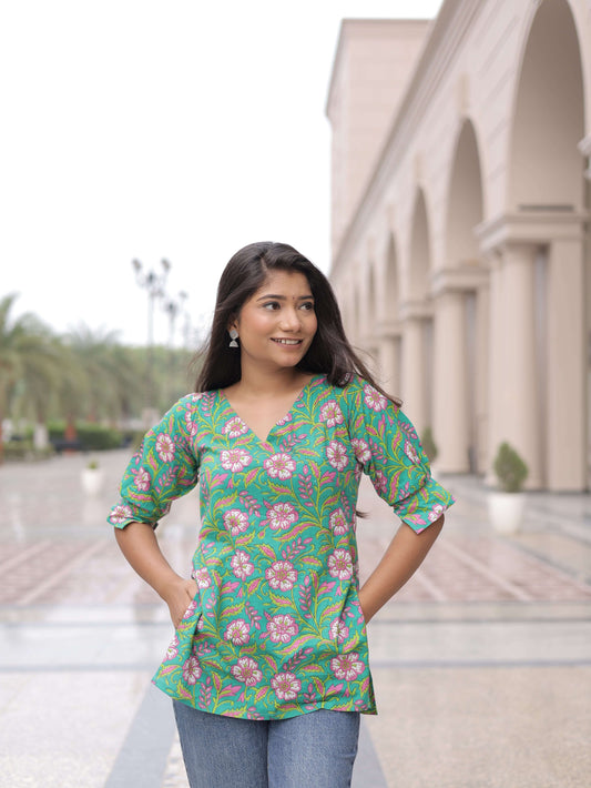 Saryana Padmika Floral Vibe Cotton Top