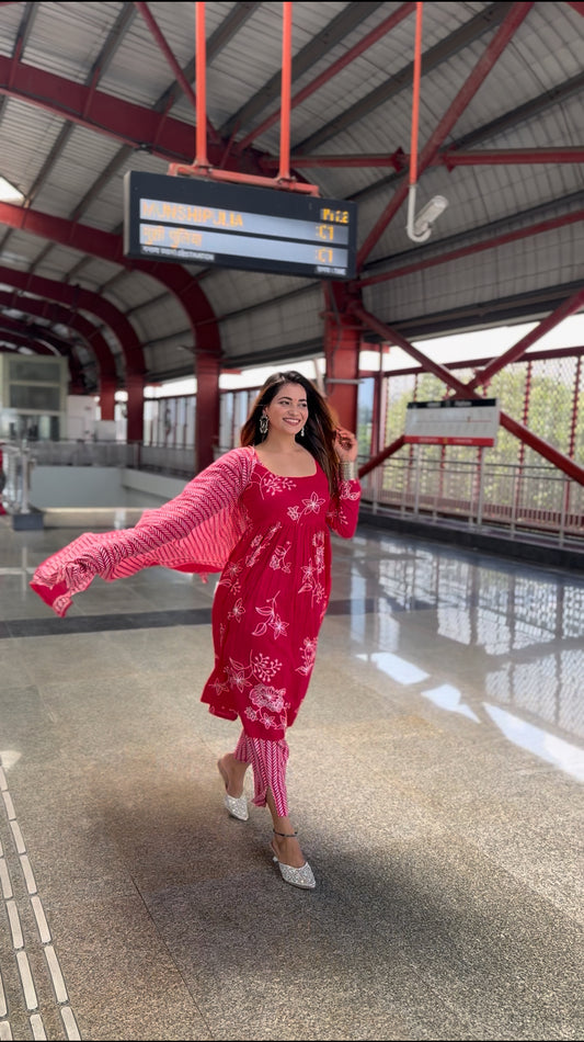 Padma Pink Blossom Kurti Set