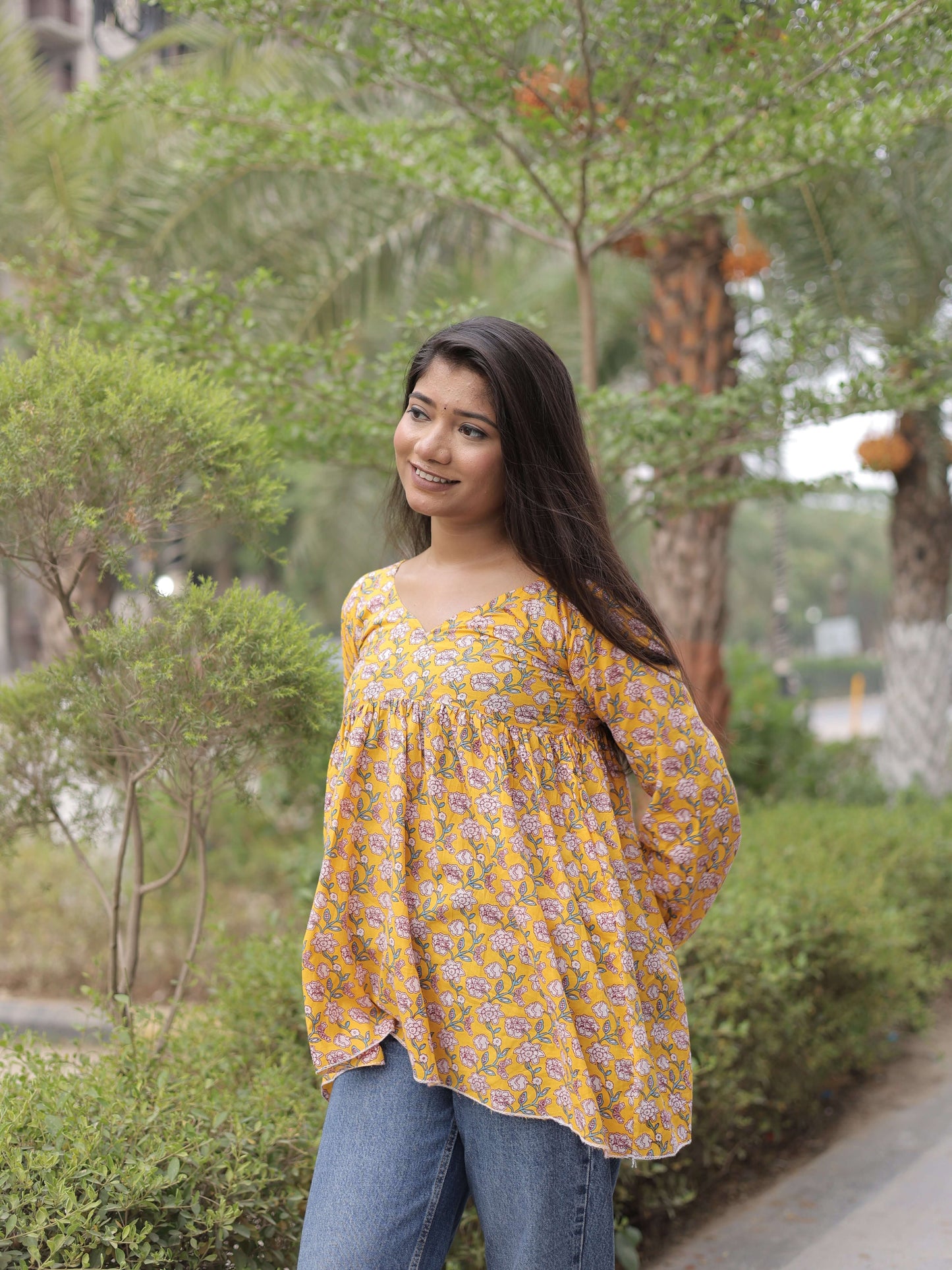 Saryana Kashika Mustard Bloom Top
