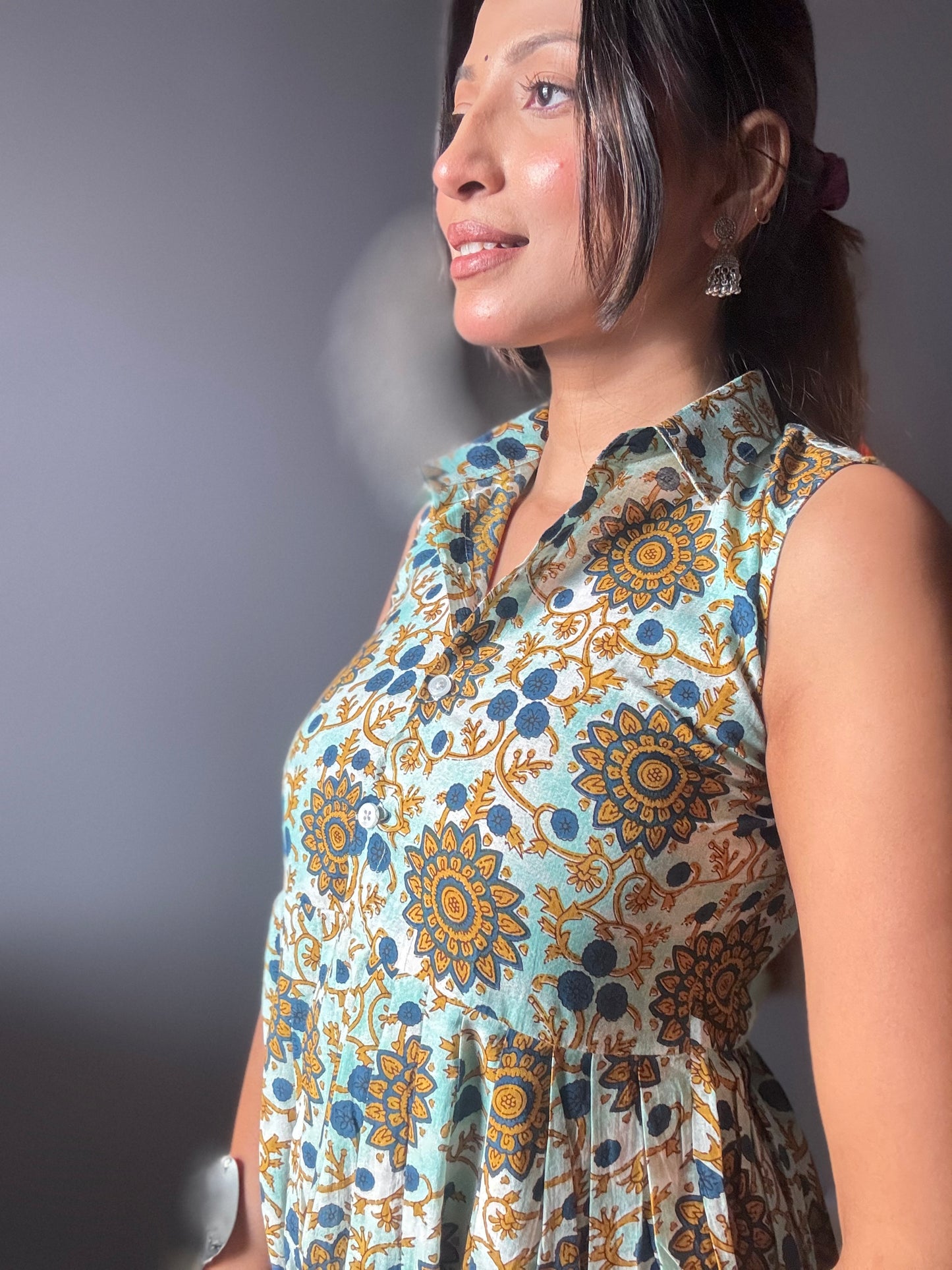 Mustard Blue Flare Top