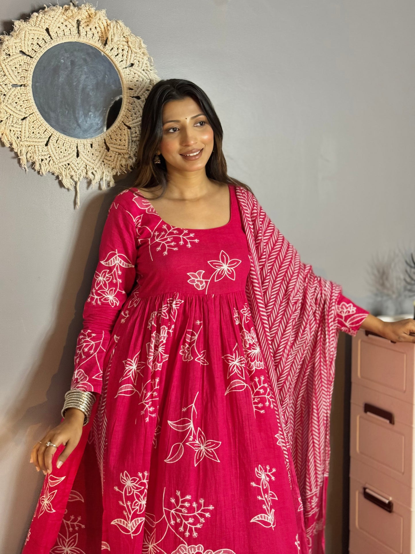 Padma Pink Blossom Kurti Set