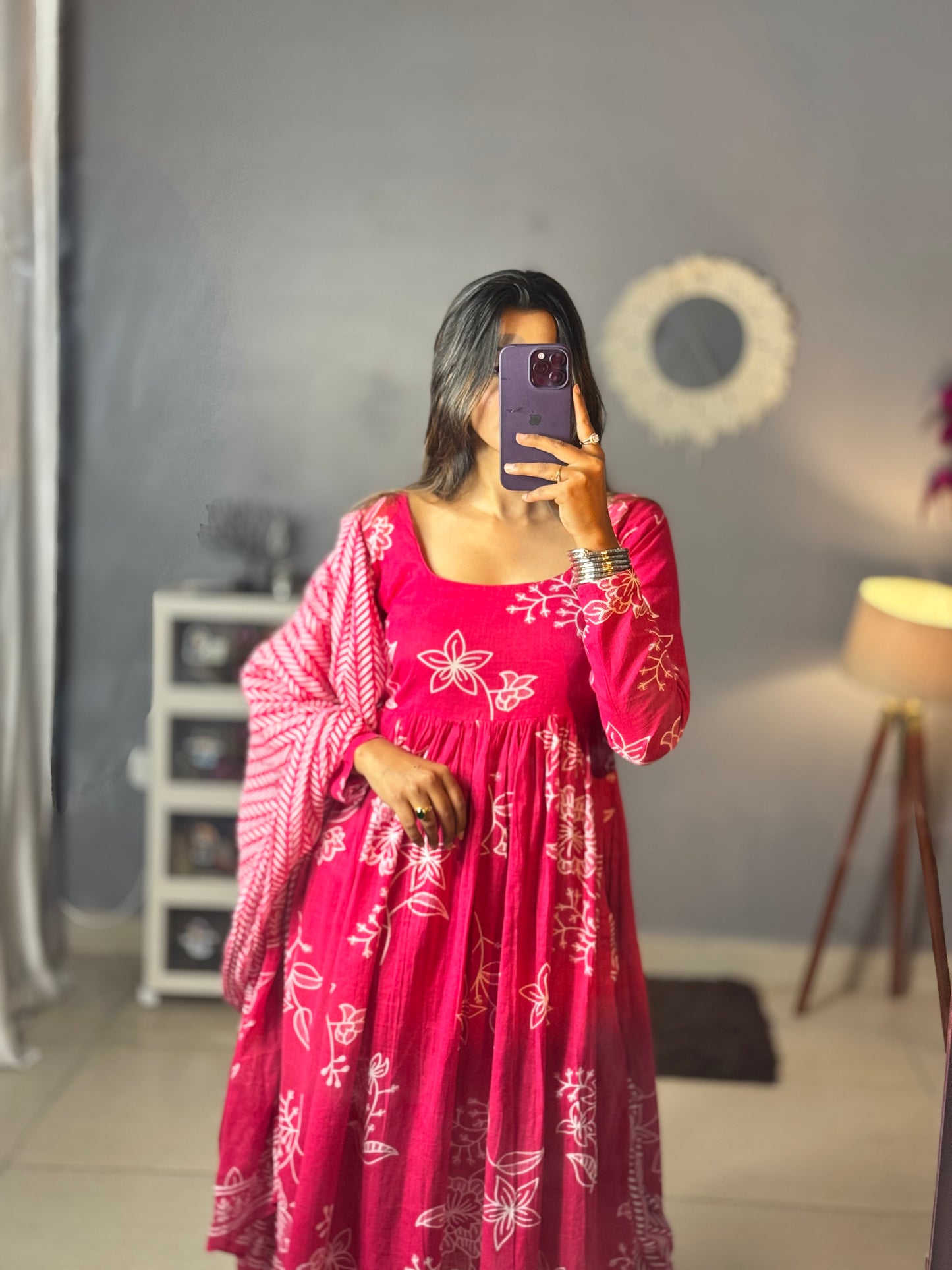 Padma Pink Blossom Kurti Set