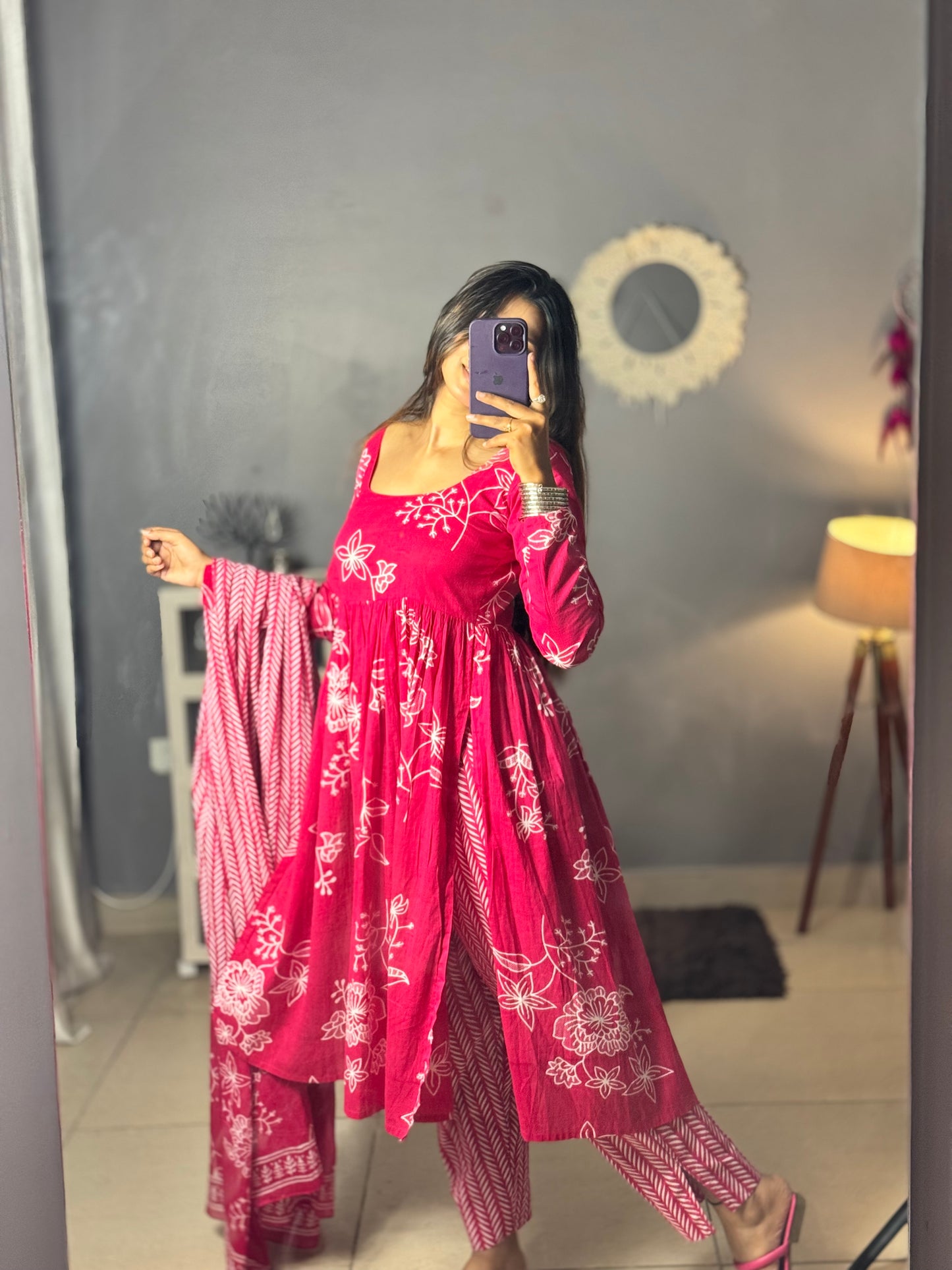 Padma Pink Blossom Kurti Set