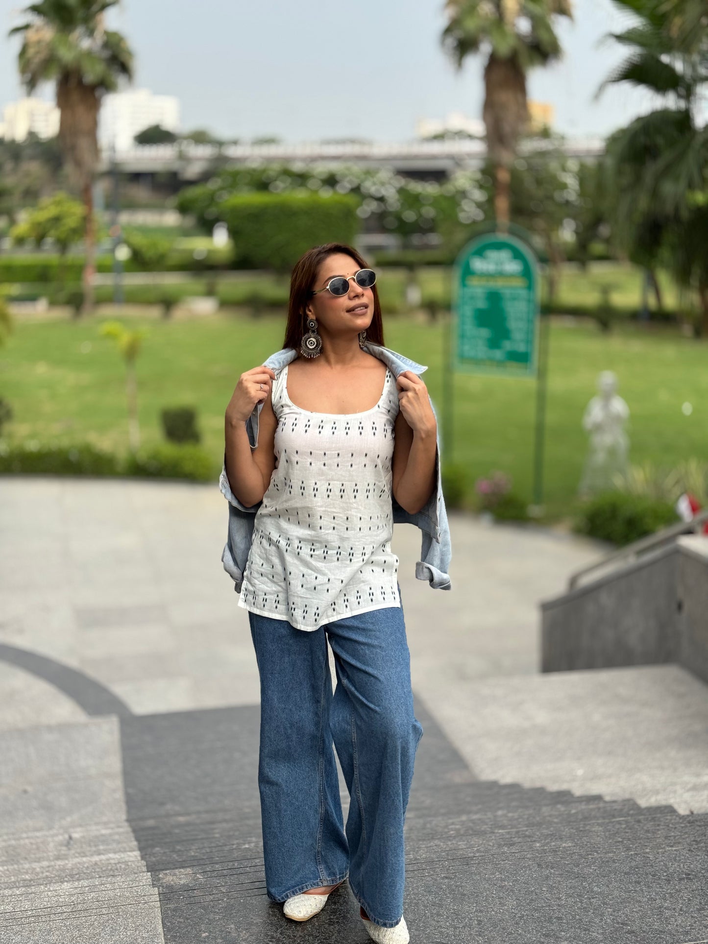 Saryana Ikat Breeze Cotton Sleeveless Top