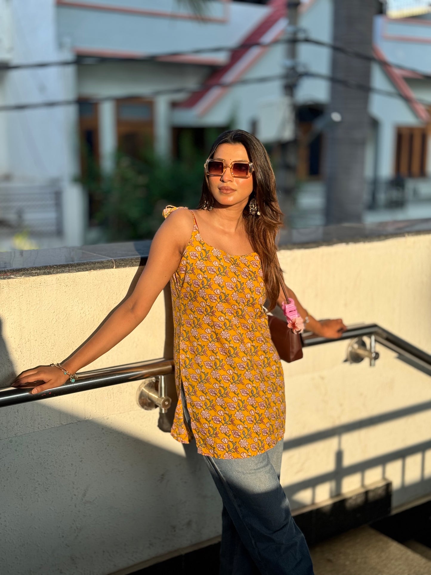 Saryana Kashika Floral Strap Top