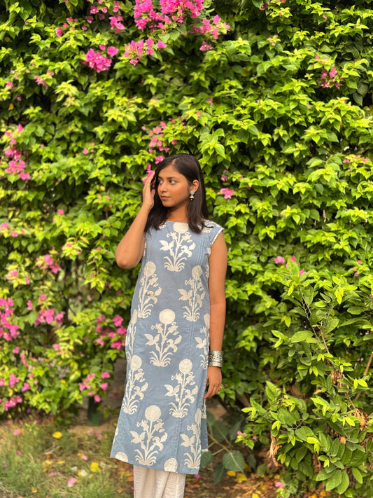 Saryana Sky Blue Long Kurti