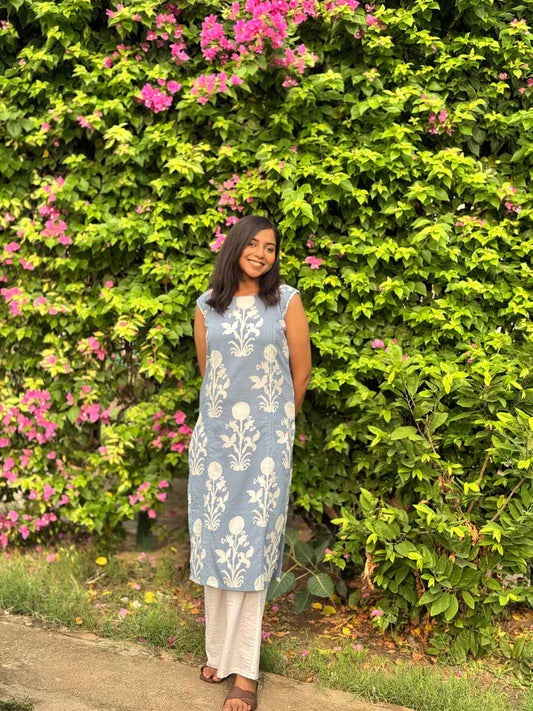 Saryana Sky Blue Long Kurti